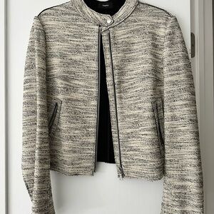 Theory Black and Cream Blazer Structured Minimalist Design